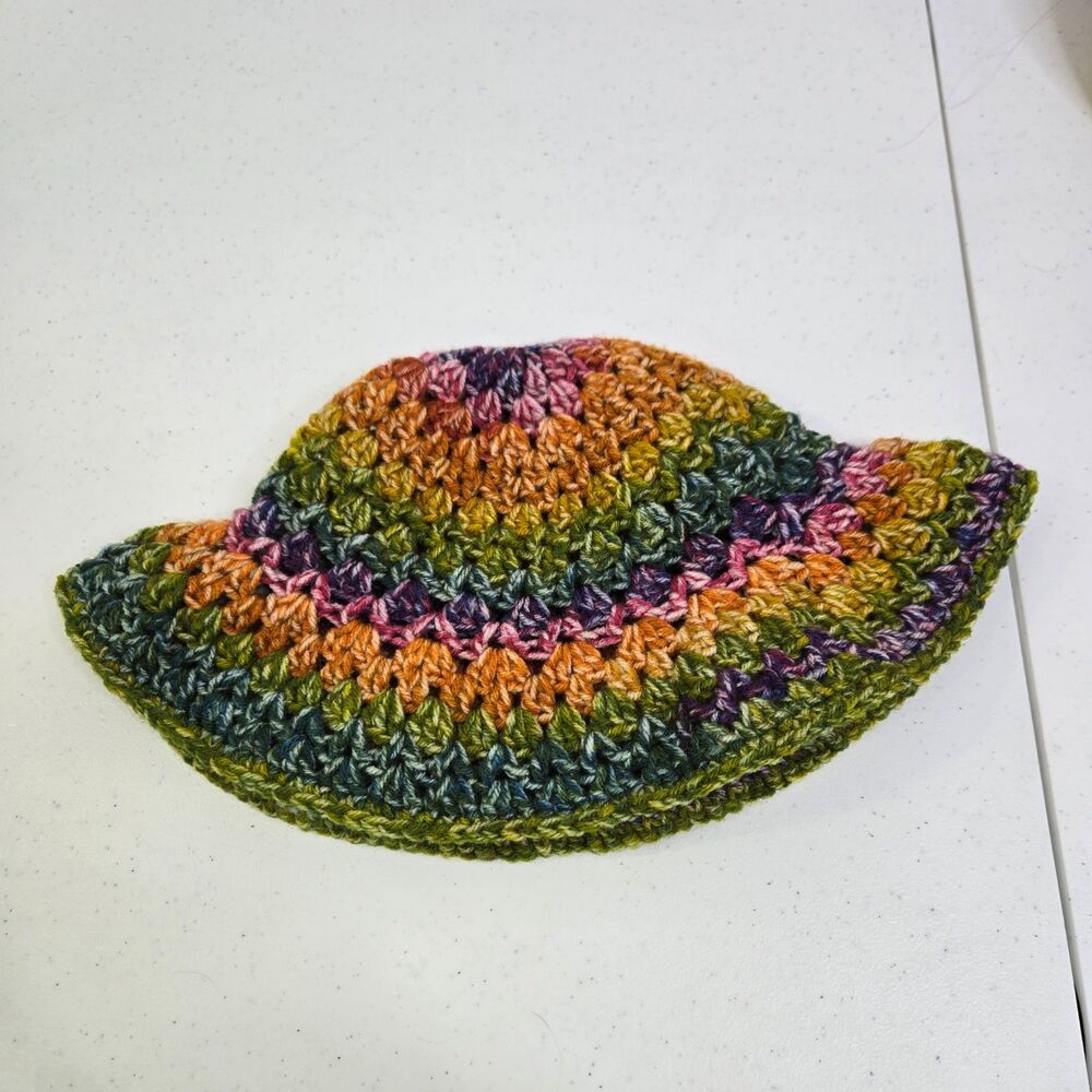 Crochet Bucket Hat: Summer Beanie Rainbow Ombre Pride Gay LGBTQ Y2K - Picture 3 of 6
